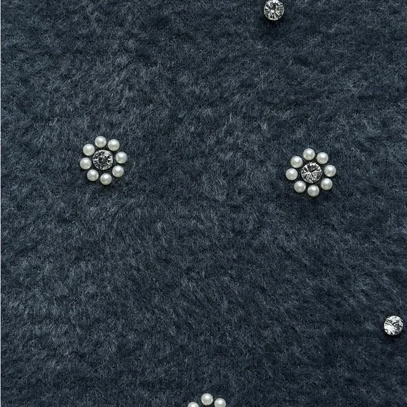 Faux Fur Flower Sequins Beaded Halter Dress - Picture 3 of 4